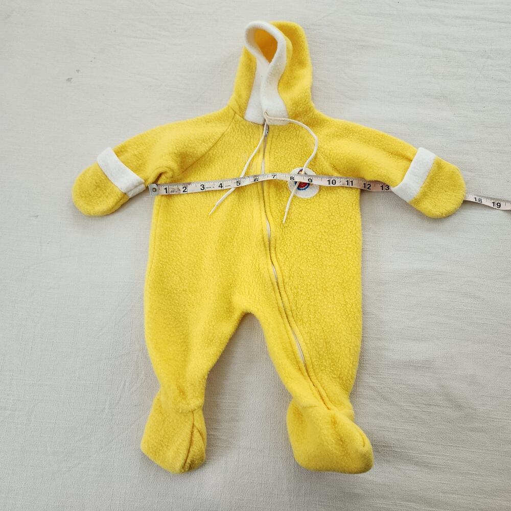 Vintage Yellow Fleece Clown Footed PJs 3-9 months - Picture 4 of 6